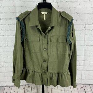 Matilda Jane Moments With You Letterman Jacket Army Green Patchwork Size Medium